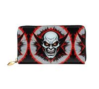WXZYFP Long portefeuille en cuir rouge et noir Evil Ghost avec impression double face, matériau en cuir microfibre, unisexe, imperméable et durable, noir, taille unique