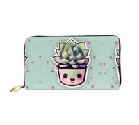 WXZYFP Long portefeuille en cuir Smiling Succulents, impression double face, matériau en cuir microfibre, unisexe, imperméable et durable