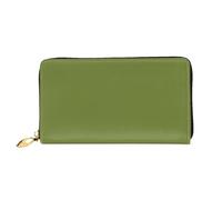 WXZYFP Long portefeuille en cuir vert foncé uni, impression double face, cuir microfibre, unisexe, imperméable et durable