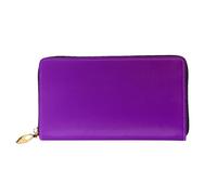 WXZYFP Long portefeuille en cuir violet foncé de couleur unie, impression double face, cuir microfibre, unisexe, imperméable et durable