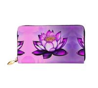 WXZYFP Long portefeuille en cuir violet Lotus avec impression double face, matériau en cuir microfibre, unisexe, imperméable et durable