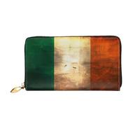 WXZYFP Long portefeuille rétro en cuir avec drapeau irlandais, impression double face, cuir microfibre, unisexe, imperméable et durable