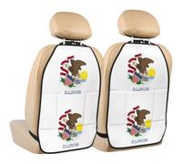 WXZYFP Lot de 2 coussins de rangement imprimés anti-coups de pied, durables et faciles à laver, coussin de protection de siège double pièce, drapeau de l'État de l'Illinois