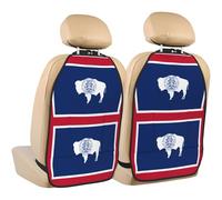 WXZYFP Lot de 2 coussins de rangement imprimés anti-coups de pied, durables et faciles à laver, protection de siège double pièce, drapeau de l'État du Wyoming