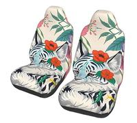 WXZYFP Lot de 2 housses de siège de voiture motif tigre blanc mignon. Convient à la plupart des sièges. Tels que : voitures, SUV, camions, camionnettes, etc.