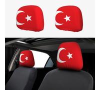 WXZYFP Lot de 2 housses pour appuie-tête de voiture avec drapeau de la Turquie, adaptées à la plupart des voitures, fermeture élastique, installation directe, facile à démonter