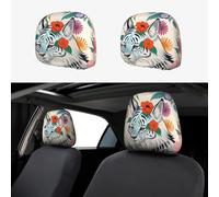 WXZYFP Lot de 2 housses pour appuie-tête de voiture motif tigre blanc, adaptées à la plupart des voitures, fermeture élastique, installation directe, facile à démonter