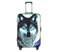 WXZYFP loup sous la lune La housse de protection pour la valise avec une impression unique double face vous aide à éviter de prendre la mauvaise valise pendant le voyage., blanc, taille L