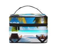 WXZYFP Maldives Holidays Travel Trousse de maquillage indispensable pour les amateurs de voyage en plein air, a une structure interne simple.