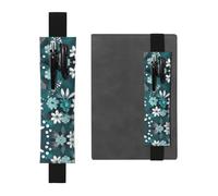 WXZYFP Marque-page en cuir PVC double face imprimé floral bleu sarcelle et blanc, peut contenir 2 à 3 stylos de 20,3 à 25,4 cm de haut