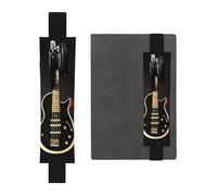 WXZYFP Marque-page en cuir PVC imprimé guitare noire double face, peut contenir 2-3 stylos de 20,3 à 25,4 cm de haut