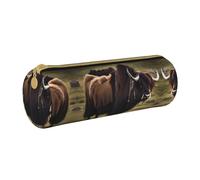 WXZYFP Mighty Highland Yak Trousse à crayons en cuir croisée respectueuse de l'environnement, légère et portable, adaptée pour un usage quotidien.