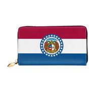 WXZYFP Missouri State Flag Long portefeuille en cuir avec impression double face, matériau en cuir microfibre, unisexe, imperméable et durable, noir, taille unique