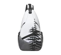 WXZYFP Moon Pine Tree C'est un sac à bandoulière décontracté pour homme avec une grande capacité de rangement et une poche plaquée de chaque côté.