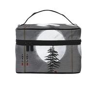 WXZYFP Moon Pine Tree Trousse de maquillage de voyage, indispensable pour les amateurs de voyage en plein air, a une structure interne simple, noire, taille unique