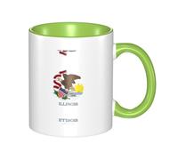 WXZYFP Mug en céramique bicolore avec drapeau de l'État de l'Illinois (double face), peut être utilisé pour l'eau potable ou comme artisanat
