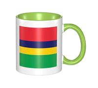 WXZYFP Mug en céramique bicolore avec drapeau de l'île Maurice (double face), peut être utilisé pour l'eau potable ou comme artisanat