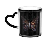 WXZYFP Mystery Butterfly Black C'est une tasse qui change de couleur, noir pour le froid et blanc pour chaud, et plus durable après le lavage à la main. Pyjama pour femme à manches courtes, haut de