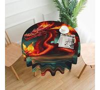 WXZYFP Nappe ronde imprimée sur un seul côté, motif Roi dragon en feu, adaptée pour différentes occasions et lavable