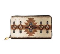 WXZYFP Native American Patterns Portefeuille long en cuir, impression double face, matériau en cuir microfibre, unisexe, imperméable et durable, noir, taille unique