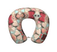 WXZYFP Oreiller en mousse à mémoire de forme en forme de U, protection confortable du cou, portable et lavable, adapté à de nombreuses occasions. Motif amour
