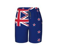 WXZYFP Pantalon de plage pour jeunes avec drapeau de la Nouvelle-Zélande, doux et respirant, avec cordon de serrage à la taille, adapté pour le sport et les loisirs., Noir/blanc, X-Large Short