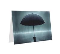 WXZYFP Parapluie noir sous la pluie Cartes de vœux en papier nacré blanc brillant des deux côtés, adaptées pour les vœux de vacances.