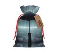 WXZYFP Parapluie noir sous la pluie Sac cadeau en lin avec cordon de serrage pour Noël, anniversaire, fête, facile à laver