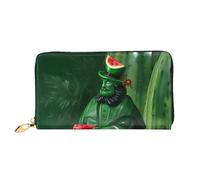 WXZYFP Patrick's Watermelon Festival Portefeuille long en cuir, impression double face, matériau en cuir microfibre, unisexe, imperméable et durable, noir, taille unique