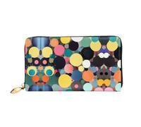 WXZYFP Peinture abstraite de cercles long portefeuille en cuir, impression double face, matériau en cuir microfibre, unisexe, imperméable et durable