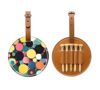 WXZYFP Peinture abstraite de cercles marron imprimé sur un seul côté en cuir PU sac de rangement pour tee de golf, design à 5 points avec un clip de ceinture de 20 cm.