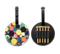 WXZYFP Peinture abstraite de cercles noir imprimé sur un seul côté en cuir PU sac de rangement pour tee de golf, design à 5 points avec un clip ceinture de 20 cm.