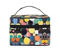 WXZYFP Peinture abstraite de cercles Trousse de maquillage de voyage, indispensable pour les amateurs de voyage en plein air, a une structure interne simple, noir, taille unique