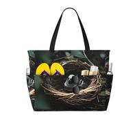 WXZYFP Petit nid d'oiseau. C'est un sac de voyage de plage de grande capacité fabriqué en 100 % polyester et dispose de 7 poches qui peuvent contenir beaucoup d'articles. Noir, taille unique