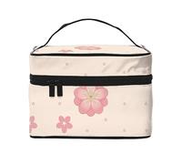 WXZYFP Petite trousse de maquillage de voyage en fleurs de cerisier rose, indispensable pour les amateurs de voyage en plein air, a une structure interne simple.