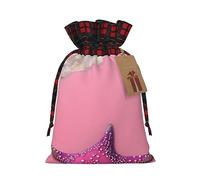 WXZYFP Pink Sand Beach Sac cadeau en lin avec cordon de serrage, 100 % polyester, adapté pour l'emballage cadeau de Noël