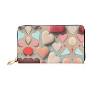 WXZYFP Portefeuille long en cuir à motif d'amour, impression double face, matériau en cuir microfibre, unisexe, imperméable et durable