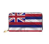 WXZYFP Portefeuille long en cuir américain drapeau d'Hawaï, impression double face, matériau en cuir microfibre, unisexe, imperméable et durable