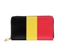 WXZYFP Portefeuille long en cuir avec drapeau de la Belgique, impression double face, matériau en cuir microfibre, unisexe, imperméable et durable