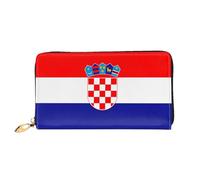 WXZYFP Portefeuille long en cuir avec drapeau de la République de Croatie, impression double face, matériau en cuir microfibre, unisexe, imperméable et durable