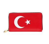 WXZYFP Portefeuille long en cuir avec drapeau de la Turquie, impression double face, matériau en cuir microfibre, unisexe, imperméable et durable