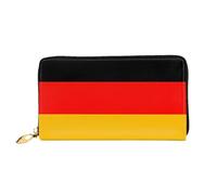 WXZYFP Portefeuille long en cuir avec drapeau de l'Allemagne, impression double face, matériau en cuir microfibre, unisexe, imperméable et durable