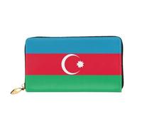 WXZYFP Portefeuille long en cuir avec drapeau de l'Azerbaïdjan, impression double face, matériau en cuir microfibre, unisexe, imperméable et durable
