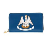 WXZYFP Portefeuille long en cuir avec drapeau de l'État de la Louisiane, impression double face, matériau en cuir microfibre, unisexe, imperméable et durable, noir, taille unique