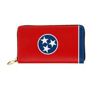 WXZYFP Portefeuille long en cuir avec drapeau de l'État du Tennessee, impression double face, matériau en cuir microfibre, unisexe, imperméable et durable