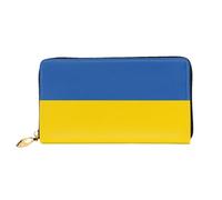 WXZYFP Portefeuille long en cuir avec drapeau de l'Ukraine, impression double face, matériau en cuir microfibre, unisexe, imperméable et durable