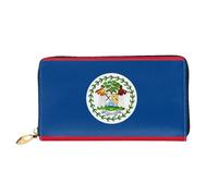 WXZYFP Portefeuille long en cuir avec drapeau du Belize, impression double face, matériau en cuir microfibre, unisexe, imperméable et durable