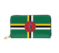 WXZYFP Portefeuille long en cuir avec drapeau du Commonwealth de Dominique, impression double face, matériau en cuir microfibre, unisexe, imperméable et durable