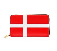 WXZYFP Portefeuille long en cuir avec drapeau du Danemark, impression double face, matériau en cuir microfibre, unisexe, imperméable et durable