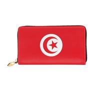 WXZYFP Portefeuille long en cuir avec drapeau tunisien, impression double face, matériau en cuir microfibre, unisexe, imperméable et durable